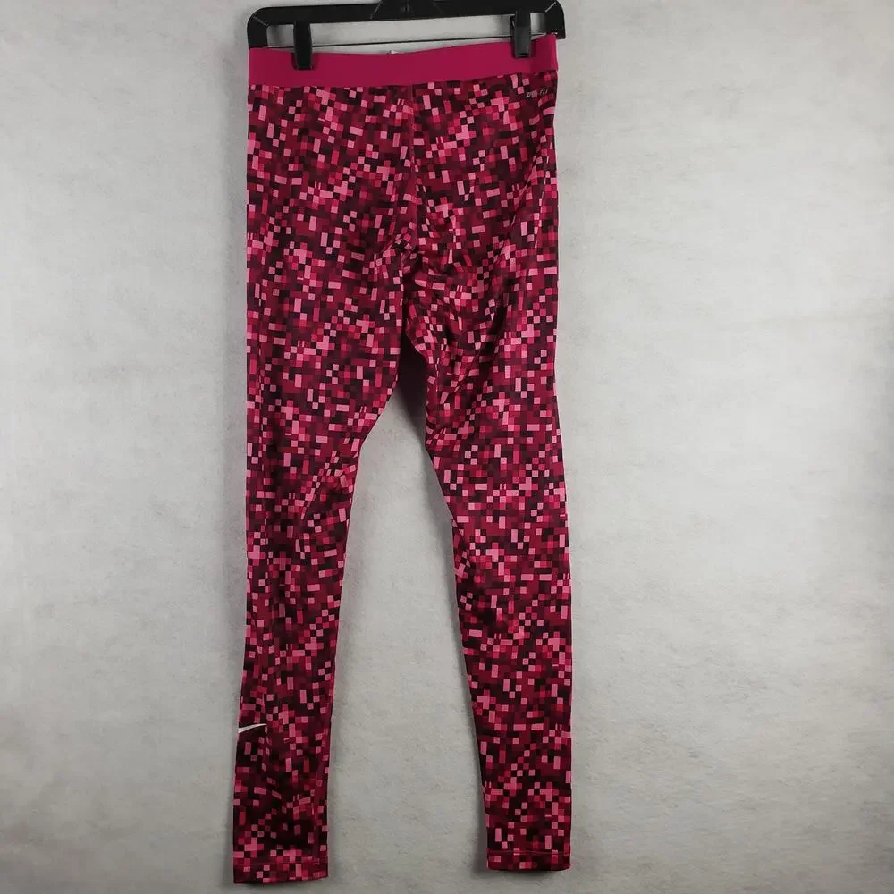 Nike Pro Women's L Dri Fit Athletic Leggings Hot‎ Pink Pixel Print Urban Camo